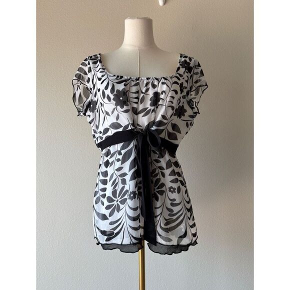 studio 1940 floral ribbon belted blouse - Picture 2 of 5